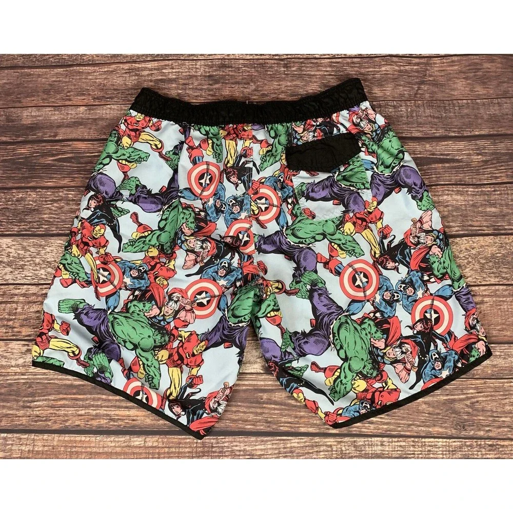 Marvel Comics Hero Swim Trunk Board Shorts Captain America Hulk Iron Man Thor XL